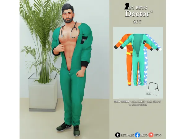 Alpha Doctor SET (Outfit V1) by simsfinds - The Sims 4 Custom Content