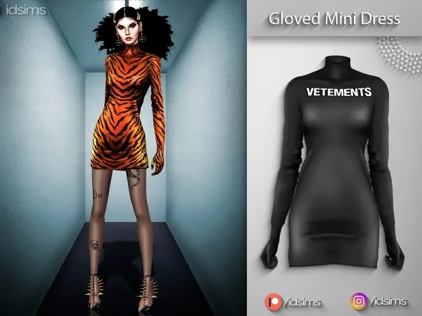 Alpha Gloved Dress by polygoncouture - The Sims 4 Custom Content