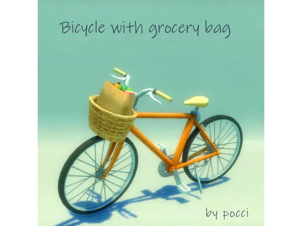 Maxis Match Bicycle with grocery bag by simsfinds - The Sims 4 Custom Content