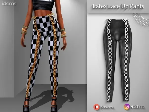 Alpha Latex Lace Up Pants by polygoncouture - The Sims 4 Custom Content
