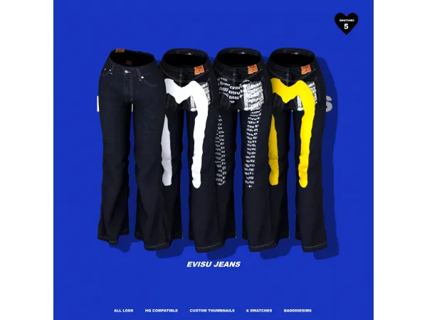 Alpha EVISU JEANS by BADDDIESIMS - The Sims 4 Custom Content