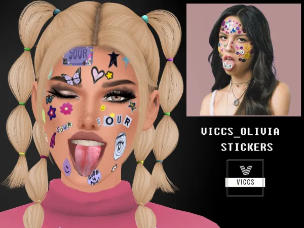 Alpha VICCS_OLIVIA FACE STICKERS by viccs - The Sims 4 Custom Content