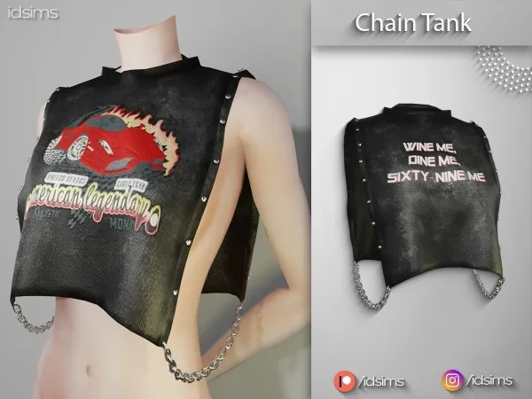 Alpha Chain Tank Top by polygoncouture - The Sims 4 Custom Content