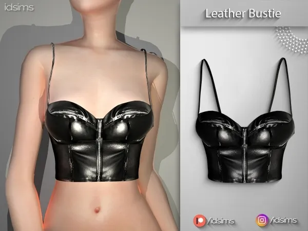Alpha Leather Bustie by polygoncouture - The Sims 4 Custom Content