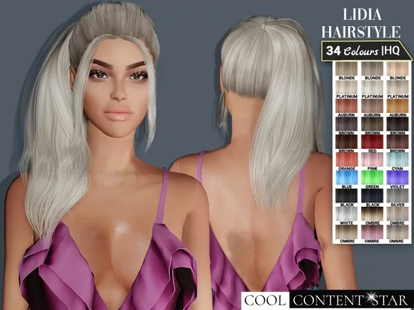 Alpha Lidia Ponytail hairstyle in 34 colors - The Sims 4 Custom Content