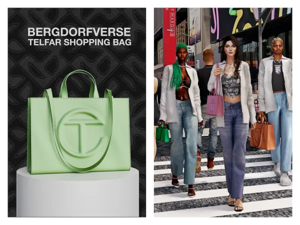 Alpha Telfar Shopping Bag Megapack by bergdorfsims - The Sims 4 custom content