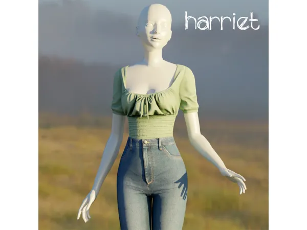Alpha Harriet top by amelylina - The Sims 4 Custom Content