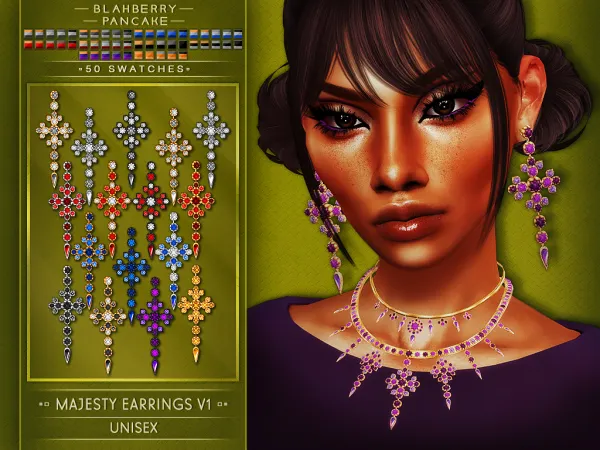 Alpha Majesty Earrings V1 (unisex) Blahberry Pancake by blahberry-pancake - The Sims 4 Custom Content