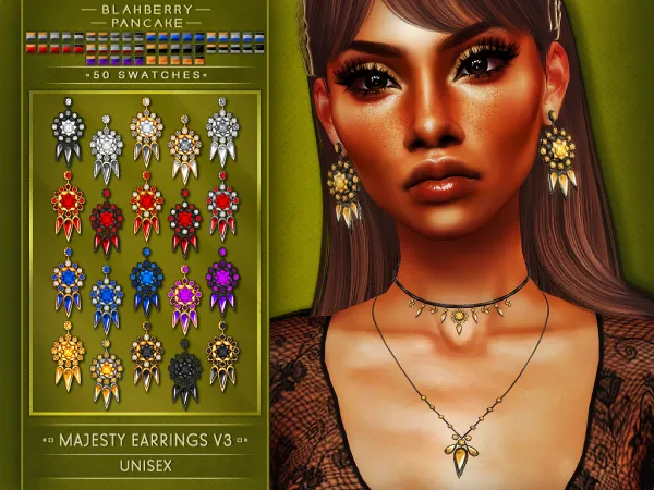 Alpha Majesty Earrings V3 (unisex) Blahberry Pancake by blahberry-pancake - The Sims 4 Custom Content