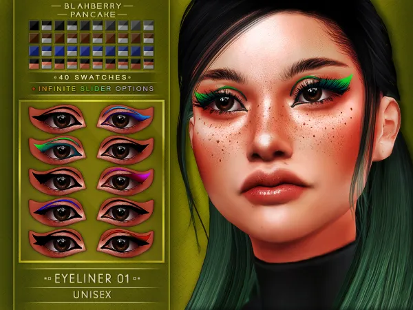 Mix Eyeliner 01 (unisex) Blahberry Pancake by blahberry-pancake - The Sims 4 Custom Content
