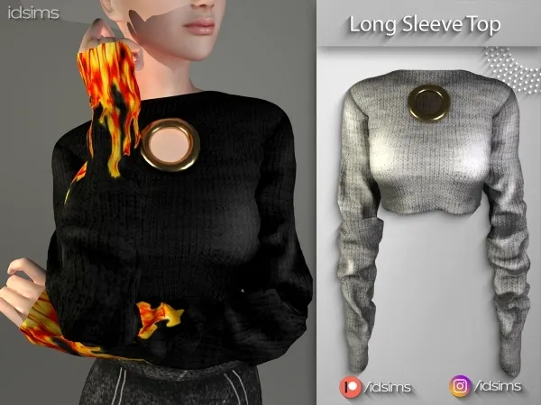 Alpha Long Sleeve Top by polygoncouture - The Sims 4 Custom Content