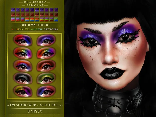 Mix Eyeshadow 01 Goth Babe (unisex) Blahberry Pancake by blahberry-pancake - The Sims 4 Custom Content