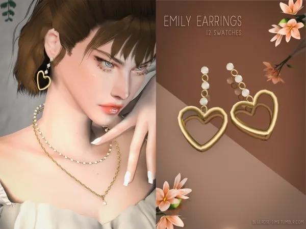 Alpha Emily Earrings BRsims by bluerose-sims - The Sims 4 custom content