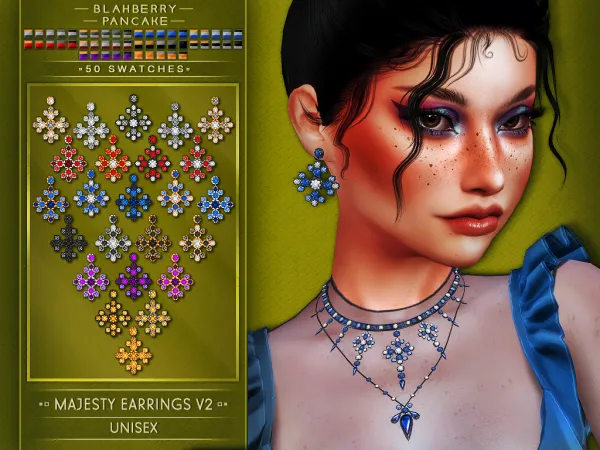 Alpha Majesty Earrings V2 (unisex) Blahberry Pancake by blahberry-pancake - The Sims 4 Custom Content