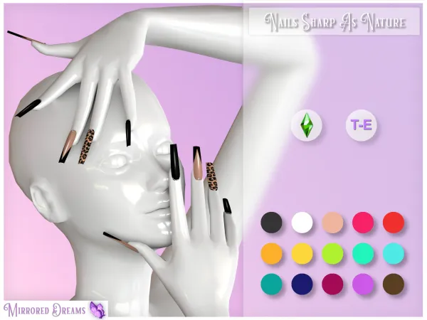 Alpha NAILS SHARP AS NATURE by mirroreddreamscc - The Sims 4 Custom Content