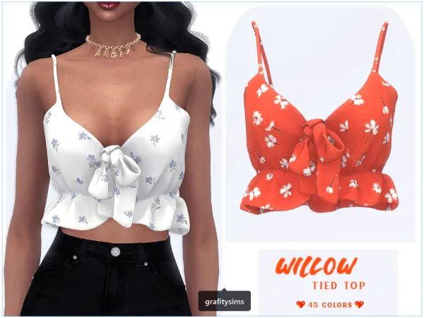 Alpha Willow Tied Top by grafity-cc - The Sims 4 Custom Content