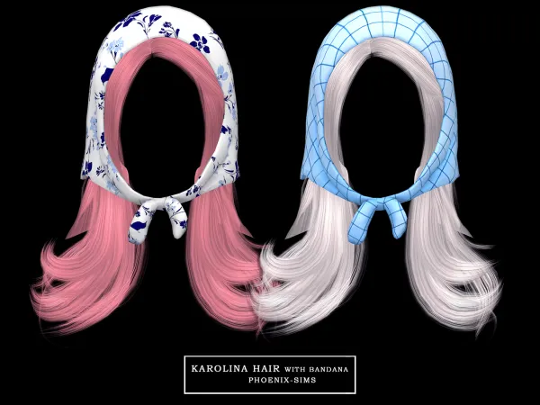 Alpha Karolina Hair with Bandana by phoenixsims4 - The Sims 4 Custom Content