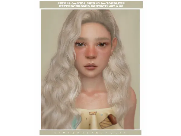 Alpha skin for kids and toddlers and heterochromia contacts by simsfinds - The Sims 4 Custom Content