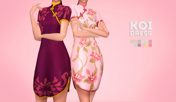 Maxis Match Gohliad Koi Dress by simsfinds - The Sims 4 Custom Content