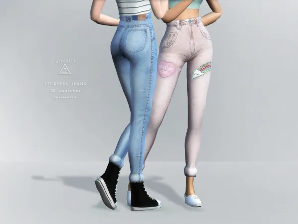 Mix RECKLESS JEANS by simsfinds - The Sims 4 Custom Content