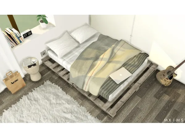 Alpha Pallet Floor Bed by simsfinds - The Sims 4 Custom Content
