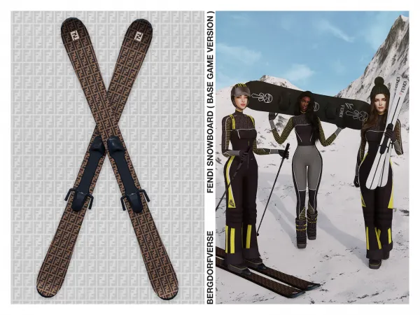 Alpha fendi monogram skis ( base game ) by bergdorfsims - The Sims 4 Custom Content