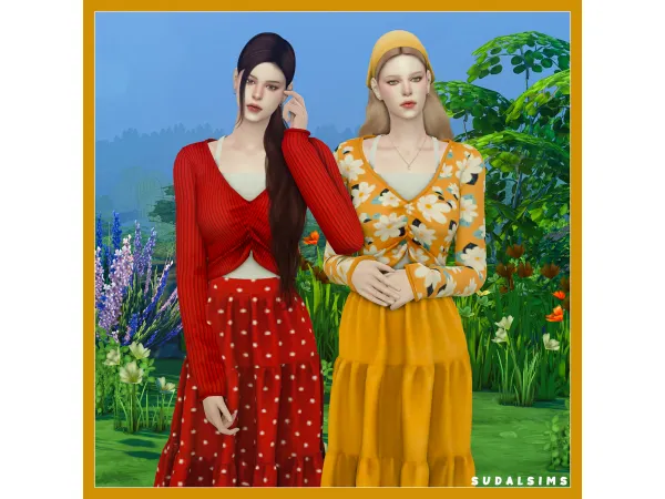 Alpha [sudal] Simple cardigan Long skirt set sims by simsfinds - The Sims 4 Custom Content