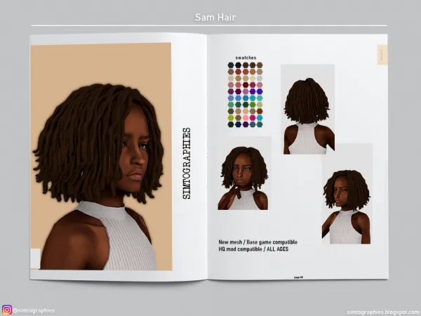 Alpha Sam Hair by simtographies - The Sims 4 custom content