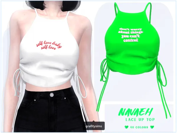 Alpha Navaeh Lace Up Top by grafity-cc - The Sims 4 Custom Content