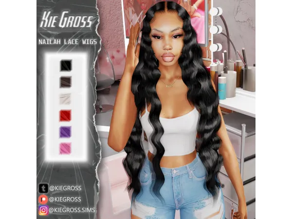 Alpha Kiegross_Kailah Lace Wig by simsfinds - The Sims 4 Custom Content