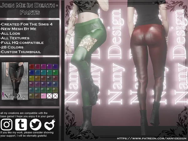 Alpha Join Me In Death Pants by simsfinds - The Sims 4 Custom Content