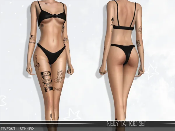 Mix Neily tattoo set by overkillsimmer - The Sims 4 Custom Content