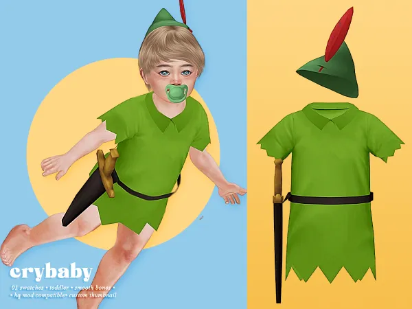 Maxis Match crybaby peter pan cloth hat toddler m by crybaby - The Sims 4 Custom Content