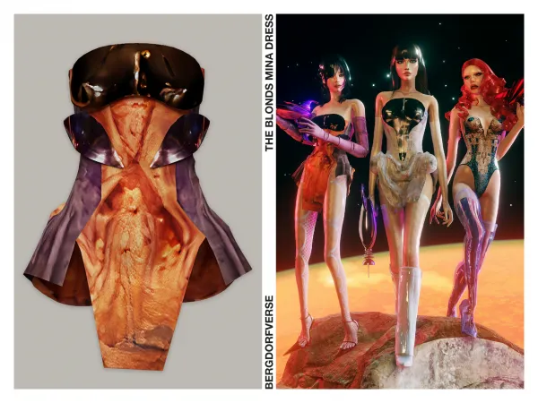 Alpha The Blonds Mina Dress by bergdorfsims - The Sims 4 Custom Content