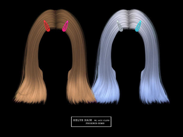 Alpha Helys Hair with ACC Clips by phoenixsims4 - The Sims 4 Custom Content