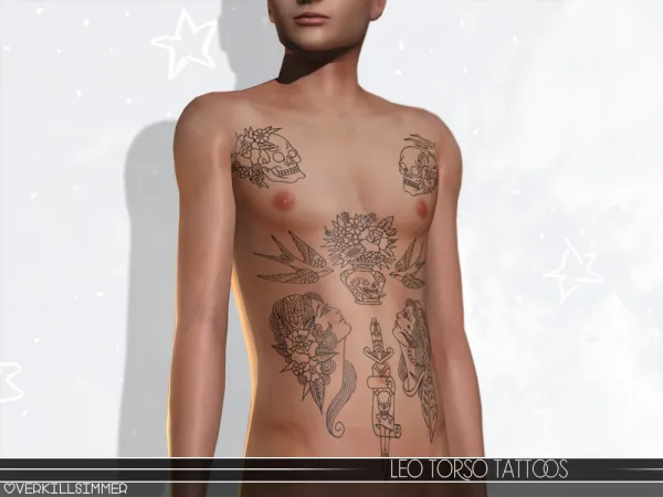 Mix Leo torso tattoos - The Sims 4 Custom Content