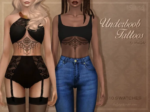 Mix UNDERBOOB TATTOOS by simsfinds - The Sims 4 Custom Content