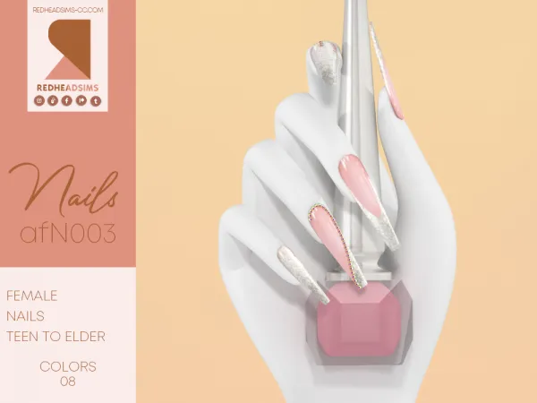 Alpha AF NAILS N003 by redheadsims - The Sims 4 Custom Content
