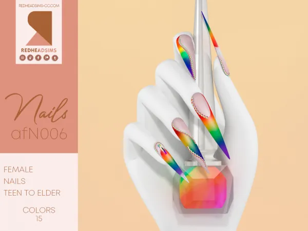 Alpha AF NAILS N006 by redheadsims - The Sims 4 custom content