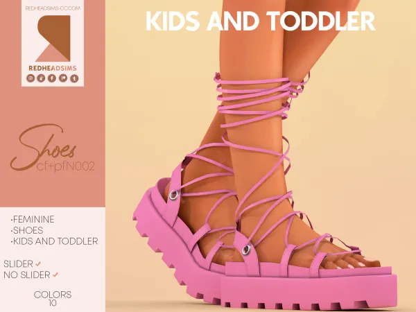 Alpha CF PF SHOES N002 SLIDER AND NO SLIDER KIDS AND TODDLER by redheadsims - The Sims 4 Custom Content