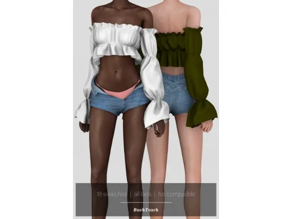 Alpha Pleated Blouse by BackTrack - The Sims 4 Custom Content