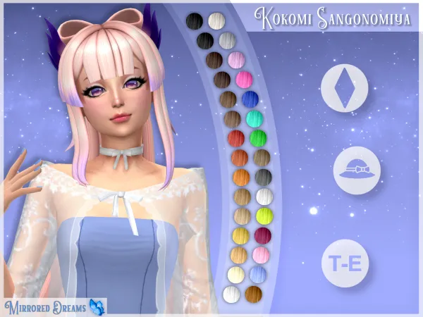 Maxis Match Kokomi Sangonomiya Hair by mirroreddreamscc - The Sims 4 Custom Content