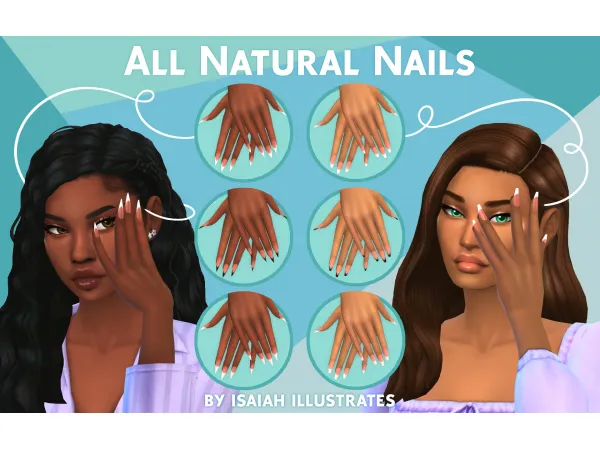Mix All Natural Nails (Spa Day Nails Recolor) by simsfinds - The Sims 4 Custom Content