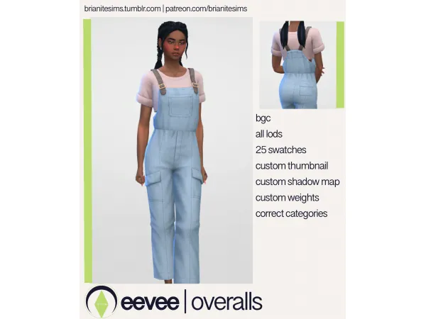 Maxis Match Eevee Overalls by Brianitesims - The Sims 4 Custom Content