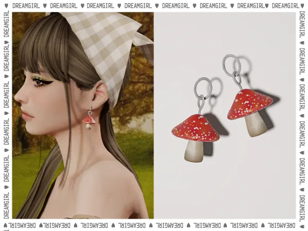 Alpha DREAMGIRL_MUSHROOM EARRINGS by dreamgirl - The Sims 4 Custom Content