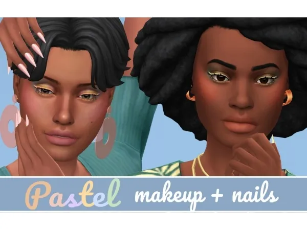 Maxis Match PASTEL collection nails makeup by simsfinds - The Sims 4 Custom Content