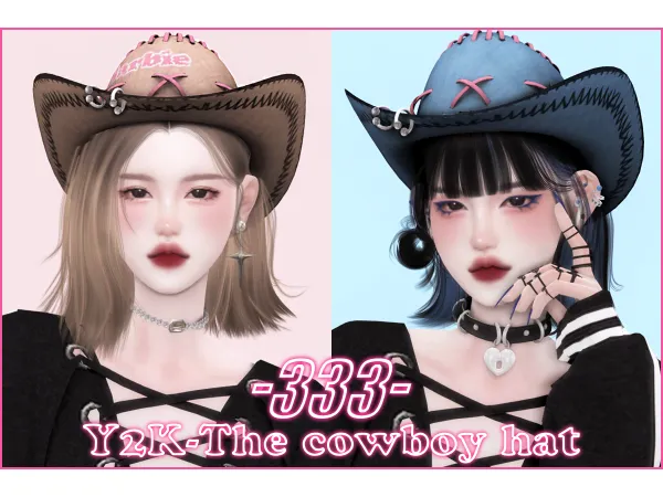 Alpha 333Y2K The cowboy hatfemale by simsfinds - The Sims 4 Custom Content