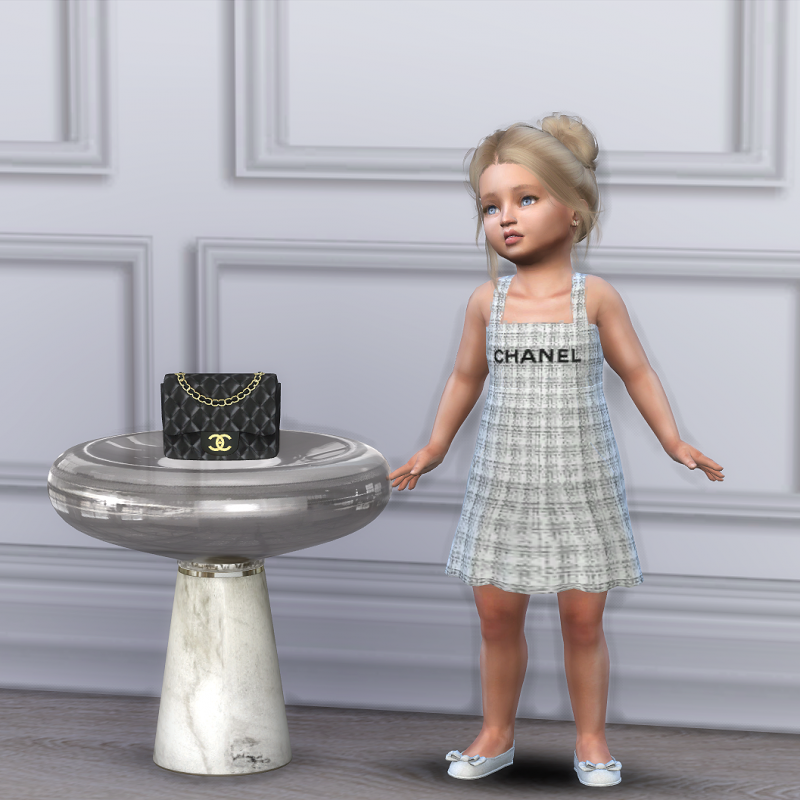 Toddlers Chanel Tweed Dress by PlatinumLuxeSims - The Sims 4 Download 