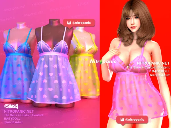 Alpha Babydoll Dress by nitropanic - The Sims 4 custom content
