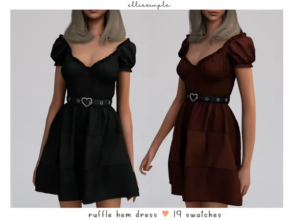 Alpha elliesimple ruffle hem dress by elliesimple - The Sims 4 Custom Content